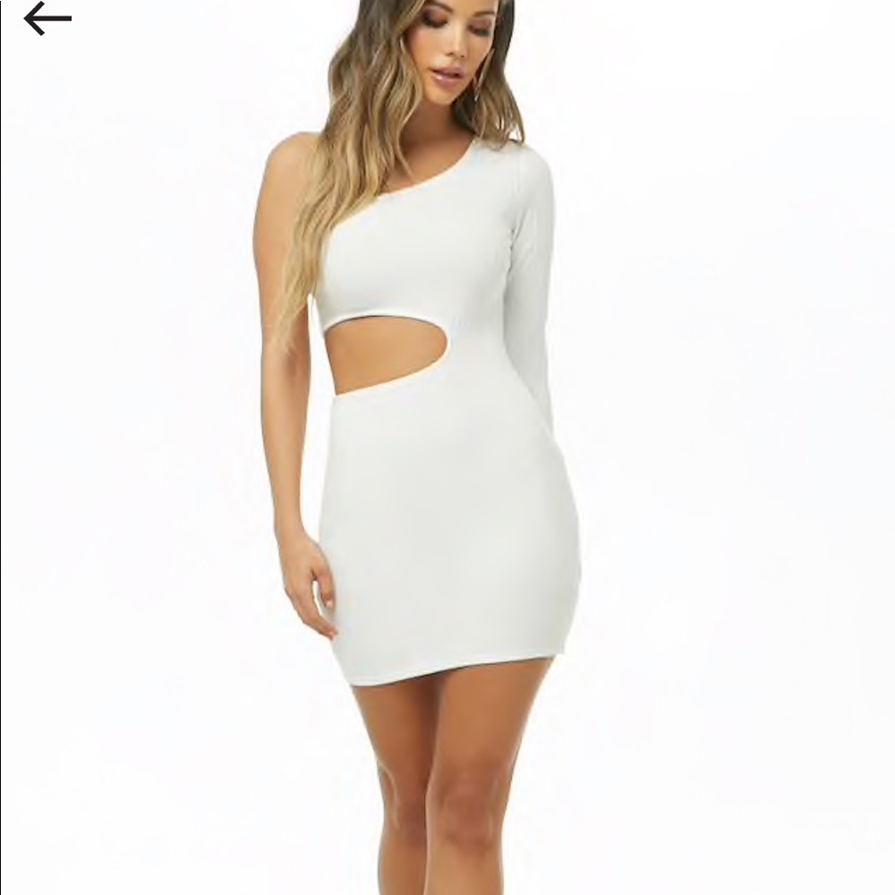 White cut out one shoulder dress